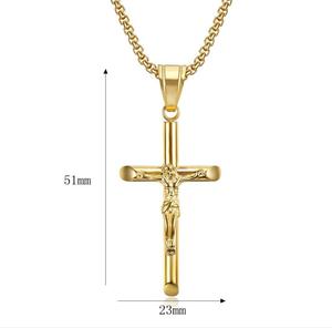 뜨거운 판매 기독교 스테인레스 스틸 뜨거운 판매 유리 십자가 목걸이 남자 펜던트 보석 - Product Image 6