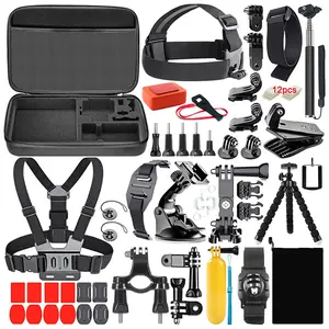 Promoção kit 50 em 1 para câmera de ação esportiva gopro hero10 9 8 7 e outros acessórios de câmera com alça de cabeça ventosa