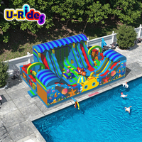 Parc gonflable multifonctionnel Funcity en PVC, thème océan, parc interactif amusant, taille et couleur personnalisables, utilisation intérieure et extérieure, 10-20 personnes