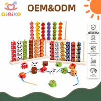 Jeu de tri et d'association en bois Montessori pour enfants : animaux, fruits, véhicules, perles à enfiler et empiler – Jouet éducatif OEM ODM