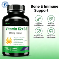 Capsules OEM Halal Calcium Magnésium Vitamine D3 et K2 MK7 – Complément pour la Santé Immunitaire – 10000 UI 50000 UI – Capsules Vitamine D3 K2