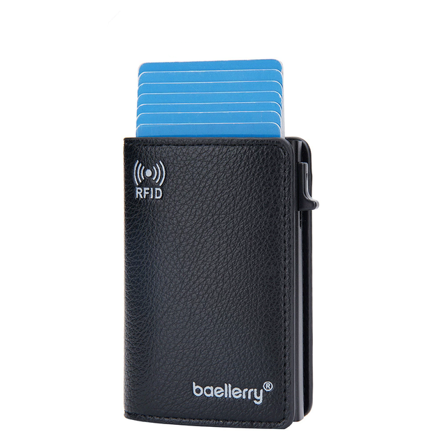 Wholesale Instock RFID Blocking Side Push Credit Card Pop Up Leather Wallet 2 Folds Multifunctional Leather Wallet