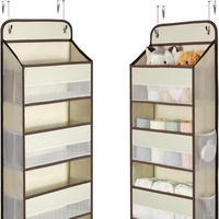 Étagère de rangement pliable à suspendre à la porte de la garde-robe, avec poches latérales en filet, 4 niveaux, sacs de rangement en tissu pour couches et jouets (logo personnalisable)