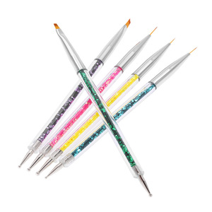 5Pcs Nylon Nail Art Brush <b>Set</b> <b>Crimped</b> Ferrule Glitter Handle Painting Pens for UV Gel Line Drawing - Product Image 4
