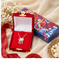Boîte à bijoux en nylon floqué de haute qualité avec bouton floral à coins dorés, personnalisable pour promotion et export – Meilleures ventes
