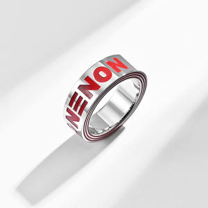 Hip Hop Style Gold Plated Letter <b>Ring</b> Non Trendy Unisex Fashion Jewelry Gift Occasion Steel Color Gold Color K R480 - Product Image 3