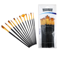 Ensemble de pinceaux d'artiste professionnel BOMEIJIA 12 pièces - Poils synthétiques de qualité supérieure, manches en acrylique, formes variées pour aquarelle et peinture acrylique