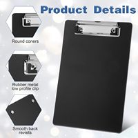 Porte-documents avec porte-stylo, noir, en plastique, format A4, avec clip, pour suspendre, pour enseignants et étudiants, fournitures de bureau