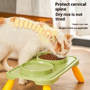 Bol pour animaux de compagnie en plastique PP à angle incliné sain, hauteur de 4,72 pouces, deux compartiments, protégeant la colonne cervicale pour les chiens de petite et moyenne taille, facile - Product Image 3