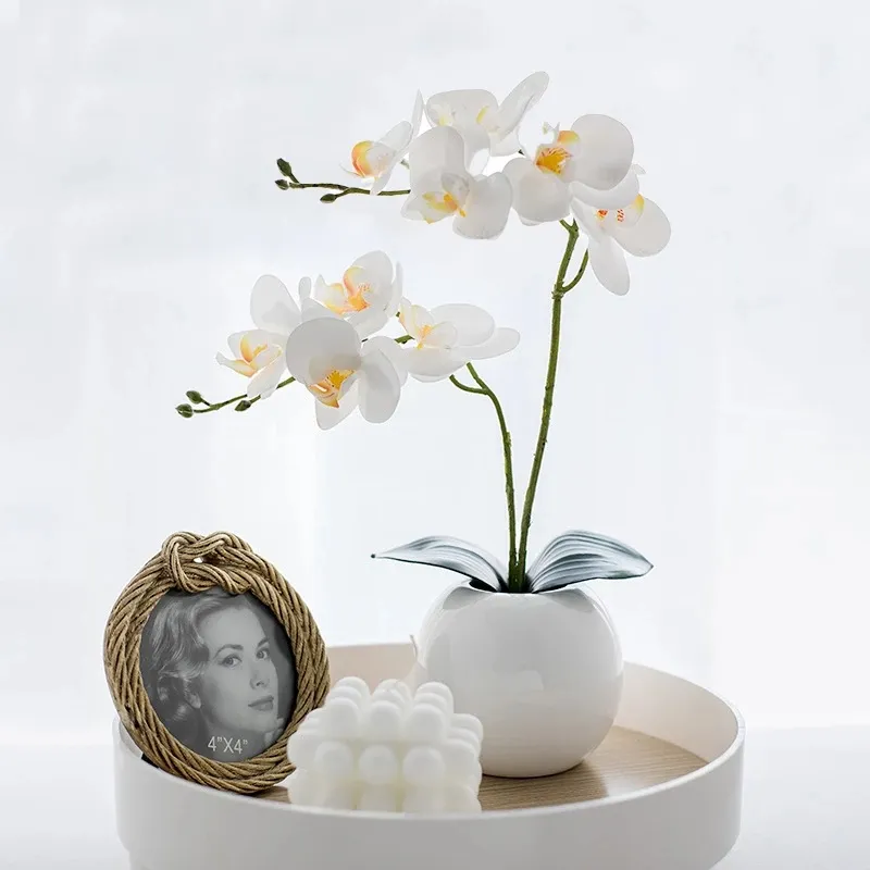 Набор керамических ваз с имитацией бабочки, орхидеи для вечеринки, свадьбы, шелковые цветы в горшке, украшение для дома, фаленопсис