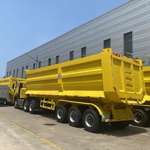 רכב מאסטר 3 4 סרן u צורת hardox מפנה אחורי dump קרוואן 50 60 80 טון הידראולי טיפר dump חצי משאית קרוואן