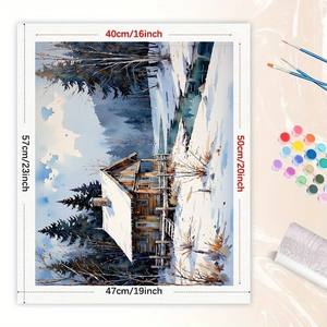 Beauty of Winter Paint by Numbers Kit para adultos-Cabina de madera DIY de Snowy Creek 16x20 pulgadas, regalos de Arte de invierno sin marco - Product Image 2
