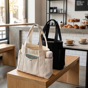 Bolsa de Compras de Algodón Orgánico Reutilizable Ecológica con Logotipo Personalizado al por Mayor, con Cierre de Cremallera, Biodegradable - Product Image 1