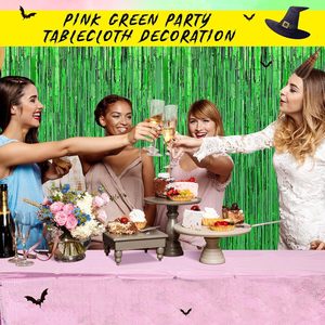 Nappe jetable thème Princesse Sorcière Arc-en-ciel Laser Rose Vert pour Fête d'Anniversaire Enfants – Ensemble de Décoration - Product Image 2