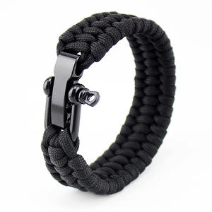 Pulsera táctica Paracord para supervivencia Conexión de grillete tipo U de acero inoxidable para Camping y senderismo Aventura - Product Image 1