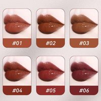 Gloss à lèvres en gros, 6 couleurs, rose nude, finition miroir, brillance intense, gel lissant hydratant, teinte à lèvres