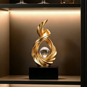 Boule de cristal Feng Shui dorée, sculpture torsadée pour salon, meuble TV, bureau, cadeau de pendaison de crémaillère - Product Image 4