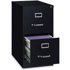 Archivador vertical económico de dos cajones tamaño carta con cajones metálicos negros - 15 x 22 x 28.37 - Product Image 2