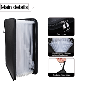 Bán buôn 12 Pocket mở rộng <span class=keywords><strong>ZIP</strong></span> tập tin thư mục A4 kích thước xách tay Silicone tráng Organizer Pouch xách tay nộp hồ sơ tổ chức - Product Image 5