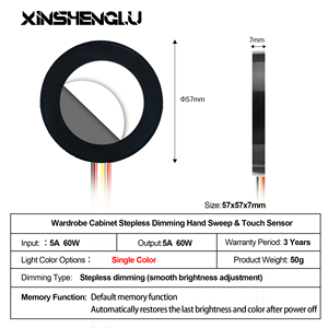 Interrupteur à capteur de frappe pour éclairage d'armoire à miroir |   Aucun marquage laser nécessaire |   Contrôle par vibration |   OEM ODM |   XINSHENGLU - Product Image 2