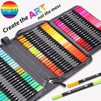 Lot de 60 à 120 stylos marqueurs à double pointe pour aquarelle avec sac CD en nylon pour cadeau ou promotion