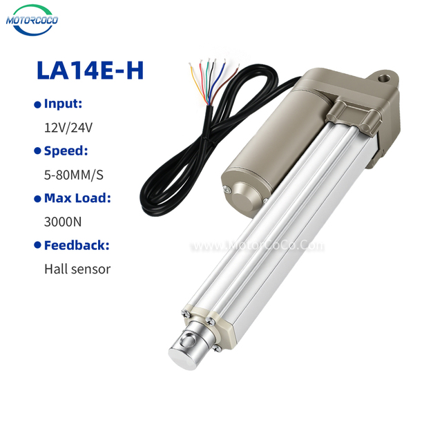 LA14E Linear Actuator With Hall Sensor for Synchronization 3000N Max Load 12V 24V Electric DC Brushed Motor Waterproof IP65