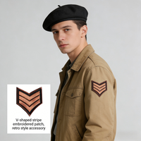 Patch brodé à rayures chevron, style rétro, à coudre ou thermocollant, pour veste, sac à dos, chapeau, artisanat DIY, cadeau