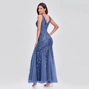 Robe de Soirée Formelle Femme Scène Défilé Sans Manches Broderies Perles Col V Élégante <span class=keywords><strong>Jupe</strong></span> Sirène - Product Image 2