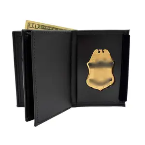 Genuine Leather Men Wallet With 6 Credit Card Slots Custom Badge Wallet Card Holder