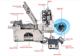 Dễ dàng để hoạt động chai tròn tự dính Sticker máy dán nhãn với máy in ngày, Máy dán nhãn với Máy in mã - Product Image 5
