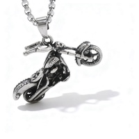 Pendentif Moto en Acier Inoxydable 3D, Bijou Motard Vintage Streetwear, Accessoire DIY pour Collier et Bracelet