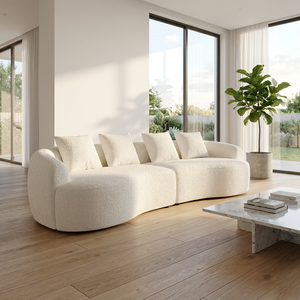 Divano in Tessuto Chenille Bianco da 110 Pollici per Quattro Persone con Spugna Rigida 30D <span class=keywords><strong>e</strong></span> 4 Cuscini per Arredamento Soggiorno - Product Image 6