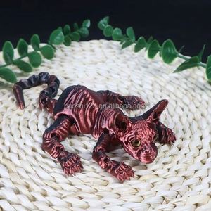Jouet de chat articulé imprimé en 3D de 50 cm, modèle réaliste de chat Sphynx Siamese en PVC, ornement animalier tendance, mini décoration artisanale - Product Image 3