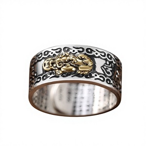Bague unisexe en verre 99 avec Pixiu, Taotie, Sutra du Cœur et Mantra à six mots - Vente directe - Product Image 2