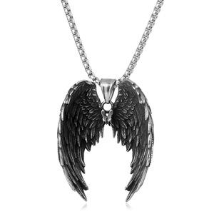 Collar con colgante de ala de ángel yunnique, cadena de joyería de moda para hombre de acero inoxidable, collares largos para hombre - Product Image 3