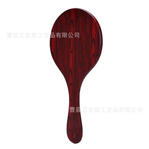 Miroir de maquillage rond en bois avec poignée en bois rouge, miroir de beauté portable pour un usage quotidien - Product Image 4
