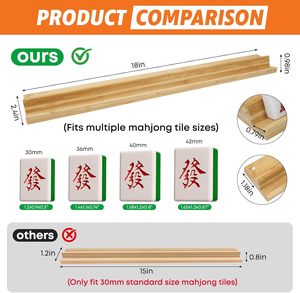 Supports de Mahjong portables en bois avec poussoirs – Supports de tuiles en bois tout-en-un pour jeux de Mahjong américain - Product Image 6