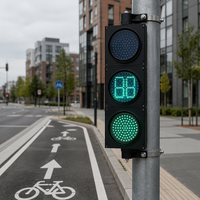 Feu de signalisation LED pour voie cyclable de 200 mm avec minuteur de compte à rebours, 3 aspects (rouge, jaune, vert), étanche IP65