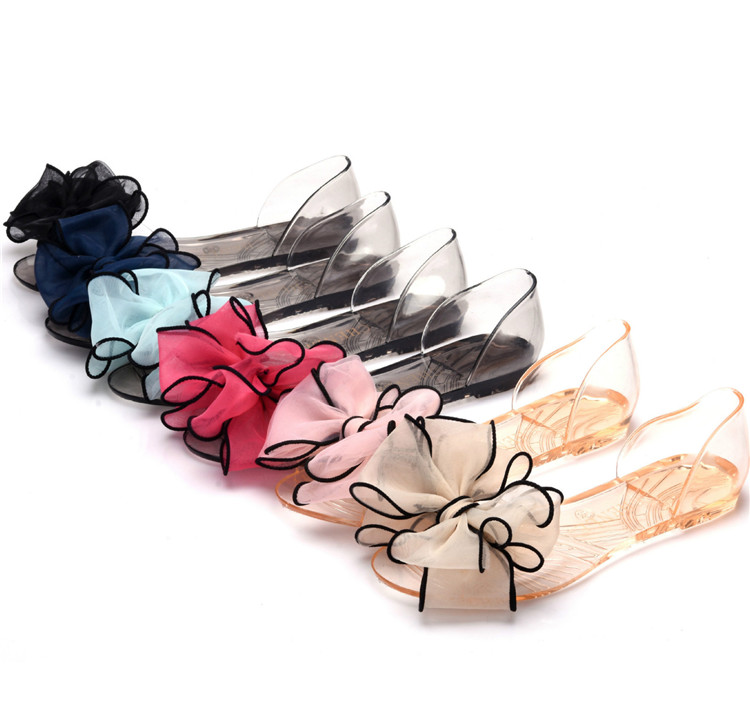Women Sandals 2020 Ladies Summer Open Toe Jelly Sandals Rose Fish Mouth Crystal Slippers Flats Shoes