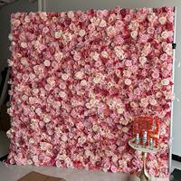 8ftx8ft Pieds 3d Fleur Artificielle De Soie Panneaux Muraux Blanc Rose Hortensias Tissu Enroulant Rideau Fleur Mur Toile de Fond