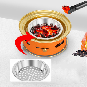 Ronde Oranje Koreaanse Tafelblad Rvs Barbecue Yakiniku Restaurant Indoor Tafelblad Commerciële Houtskool Bbq <span class=keywords><strong>Grill</strong></span> - Product Image 3