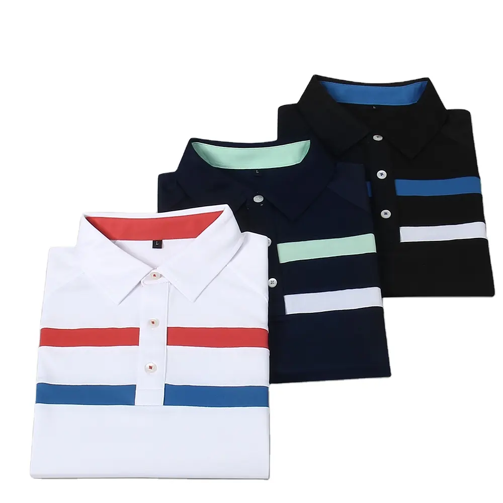 Camicia da uomo personalizzata all'ingrosso maglietta da Golf con Logo ricamo a manica corta e aderente a umidità