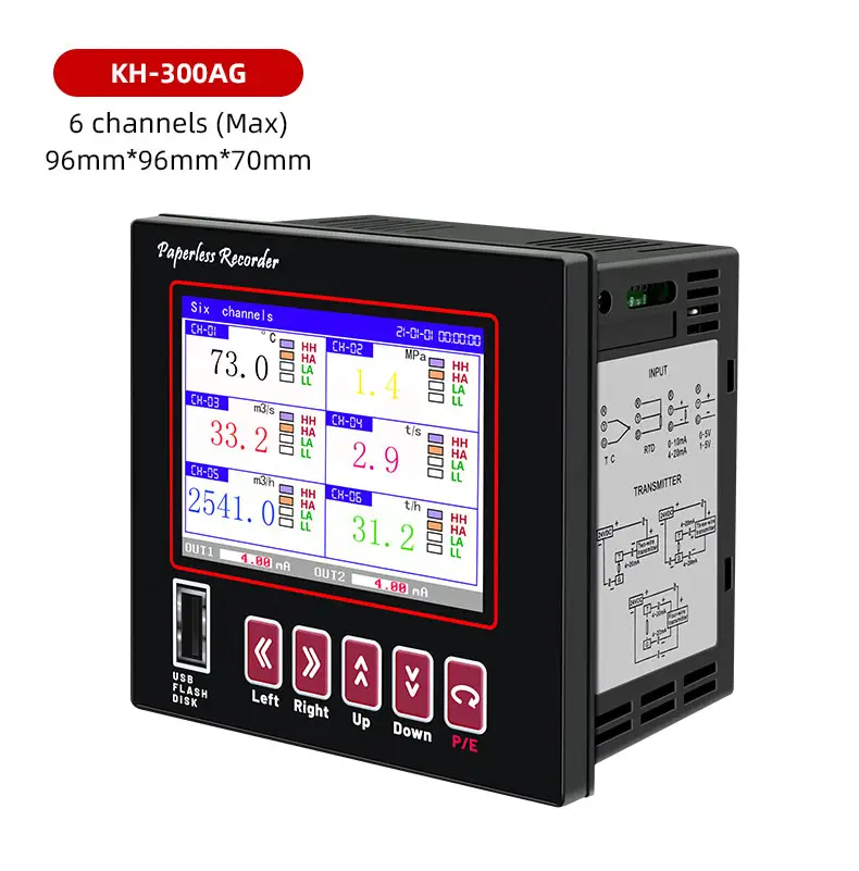 Registrador DE DATOS USB con certificación KEHAO 4-20mA RS485/232 marca 6/8/12 canales temperatura de color grabadora sin papel