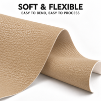 Cuir synthétique PVC kaki beige avec support non tissé, imperméable, gaufré, simili cuir pour sellerie automobile et meubles