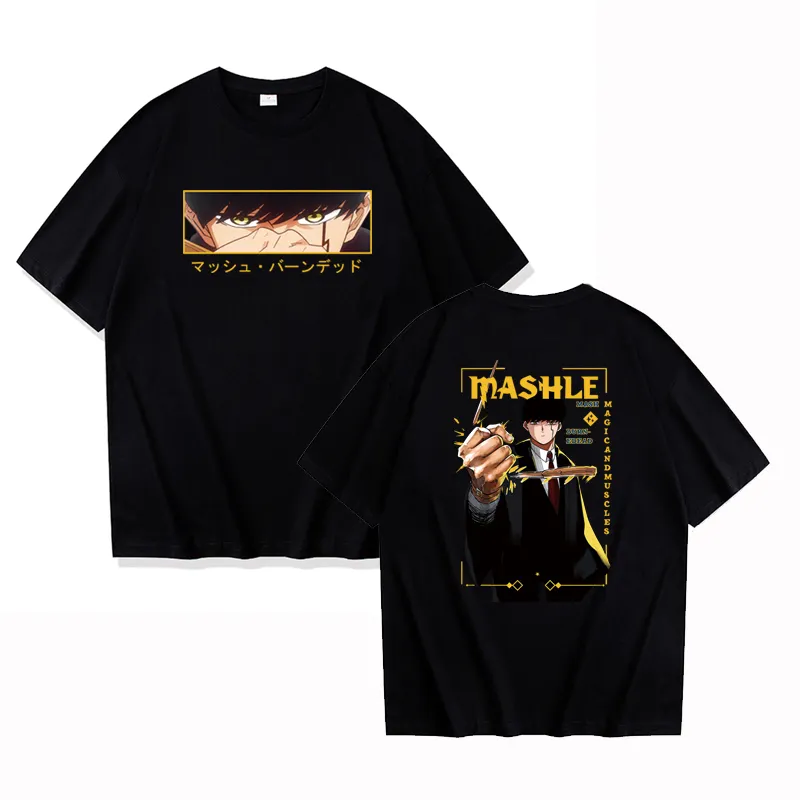原宿ファニーマッシュ: マジックアンドマッスルシャツアニメマッシュバーンデッドアイズプリントTシャツ半袖男性女性ヒップホップTシャツトップ