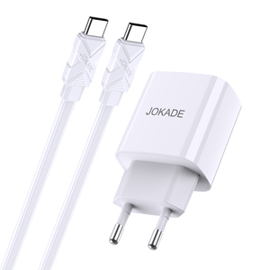 Chargeur rapide Jokade 20W USB-C USB-A avec câble de 1 m blanc - Product Image 4