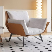 Canapé simple de salon de style italien Fauteuil canapé moderne en cuir avec accoudoirs en tissu