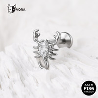 Piercing corporel gothique Scorpion en titane ASTM F136 plaqué or, avec zircon cubique ovale, pour Helix, Tragus, Conch, Cartilage – Vente directe usine