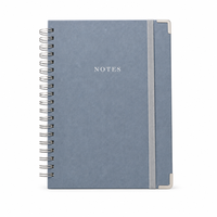 Carnet de notes haut de gamme personnalisé avec logo, bleu poudré, couverture rigide, spirale Wire-O et bande élastique, idéal pour les réunions d'affaires