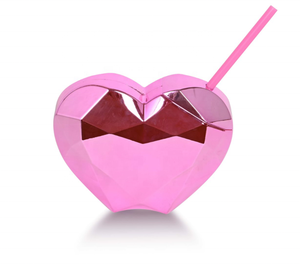 Premium heart plastic cup with straw in Unique and Trendy Designs 